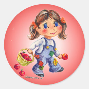 APPLE GIRL by SHARON SHARPE Runder Aufkleber
