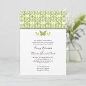 Apple Green and White Butterfly Wedding Einladung (Stehend Vorderseite)