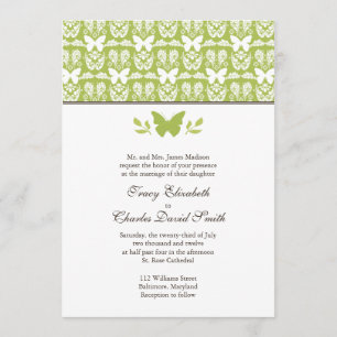 Apple Green and White Butterfly Wedding Einladung