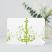 Apple Green Antique Chandelier Wedding Response RSVP Karte (Stehend Vorderseite)