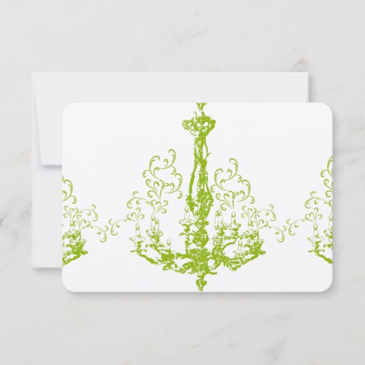 Apple Green Antique Chandelier Wedding Response RSVP Karte (Vorderseite)