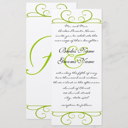Apple Green Antique Frame Wedding Einladung (Vorne/Hinten)