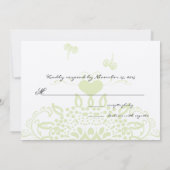 Apple Green Bees and Hearts Wedding Response Einladung (Rückseite)