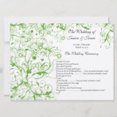 Apple Green Birds Swirl Order of Service Einladung (Vorderseite)