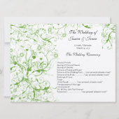 Apple Green Birds Swirl Order of Service Einladung (Vorderseite)
