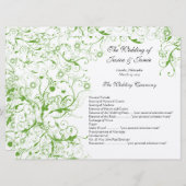 Apple Green Birds Swirl Order of Service Einladung (Vorne/Hinten)