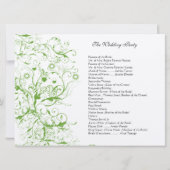 Apple Green Black Birds Swirl Order of Service Einladung (Rückseite)