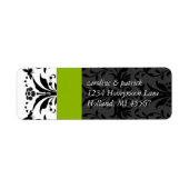 Apple Green & Black Bumble Bee Damask Adresse (Vorne)