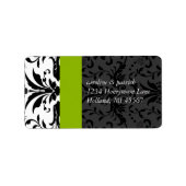 Apple Green & Black Damask Address Labels - Adressaufkleber (Vorne)