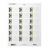 Apple Green & Black Damask Dots Adressaufkleber (Vorne)