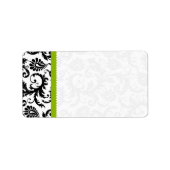Apple Green & Black Damask Dots Adressaufkleber (Vorne)