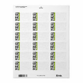 Apple Green & Black Damask Dots Adressaufkleber (Vorne)