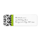 Apple Green & Black Damask Dots Adressenmarkierung (Vorne)