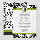Apple Green & Black Damask Einladung (Vorne/Hinten)