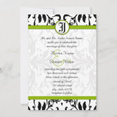 Apple Green & Black Damask Einladung (Vorderseite)