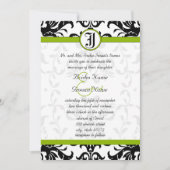 Apple Green & Black Damask Einladung (Vorderseite)