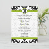 Apple Green & Black Damask Einladung (Stehend Vorderseite)
