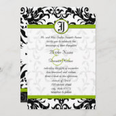 Apple Green & Black Damask Einladung (Vorne/Hinten)