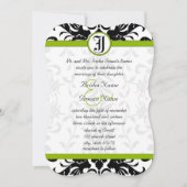 Apple Green & Black Damask Einladung (Vorderseite)