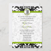 Apple Green & Black Damask Einladung (Vorderseite)