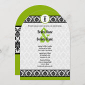 Apple Green & Black Damask Einladung (Vorne/Hinten)