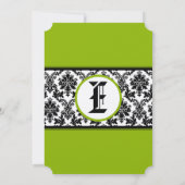 Apple Green & Black Damask Einladung (Rückseite)