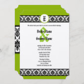 Apple Green & Black Damask Einladung (Vorne/Hinten)