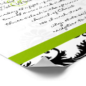 Apple Green Black Damask Einladung Poster (Ecke)