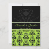 Apple Green & Black Damask Einladung zur Hochzeit (Rückseite)