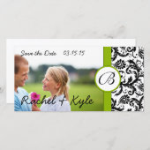 Apple Green Black Damask Save the Date Ihr Foto (Vorne/Hinten)