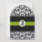 Apple Green Black Vintag Damask Wedding Einladung (Rückseite)