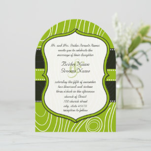 Apple Green Black Vintag Wood Grain Wedding Einladung