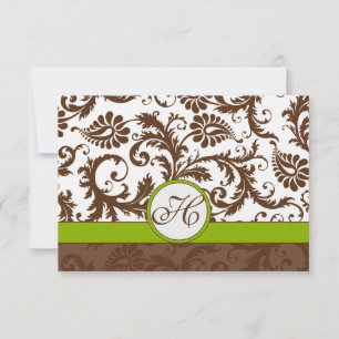 Apple Green Brown Response Card RSVP Karte