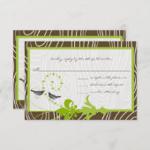Apple Green Brown Wood Grain Bird Response Card RSVP Karte (Vorne/Hinten)