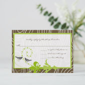 Apple Green Brown Wood Grain Bird Response Card RSVP Karte (Stehend Vorderseite)