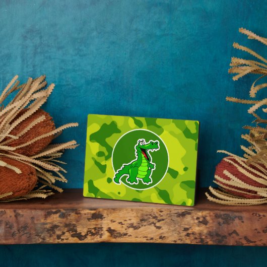Apple Green Camouflage; Alligator, Gator Fotoplatte (Seite)