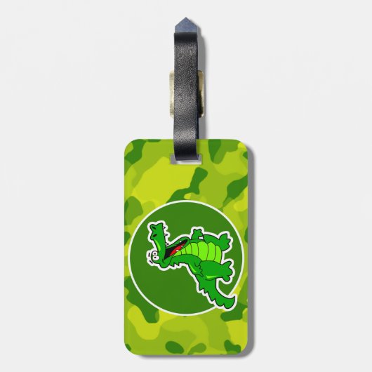 Apple Green Camouflage; Alligator, Gator Gepäckanhänger (Rückseite vertikal)