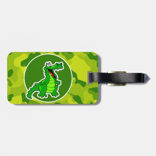Apple Green Camouflage; Alligator, Gator Gepäckanhänger (Rückseite horizontal)