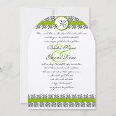 Apple Green Damask Borders Wedding Invitation Einladung (Vorderseite)