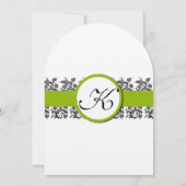 Apple Green Damask Borders Wedding Invitation Einladung (Rückseite)