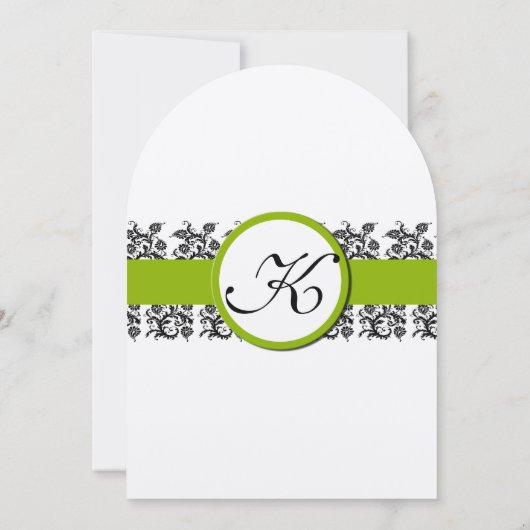 Apple Green Damask Borders Wedding Invitation Einladung (Rückseite)