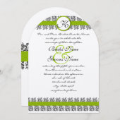 Apple Green Damask Borders Wedding Invitation Einladung (Vorne/Hinten)
