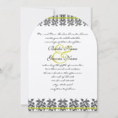 Apple Green Damask Borders Wedding Invitation Einladung (Vorderseite)