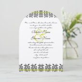 Apple Green Damask Borders Wedding Invitation Einladung (Stehend Vorderseite)