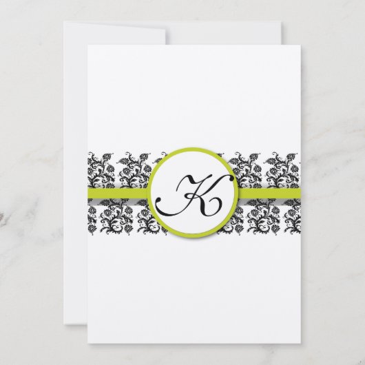 Apple Green Damask Borders Wedding Invitation Einladung (Rückseite)