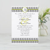 Apple Green Damask Borders Wedding Invitation Einladung (Stehend Vorderseite)