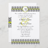Apple Green Damask Borders Wedding Invitation Einladung (Vorne/Hinten)