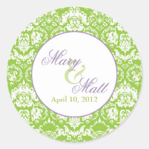 Apple Green Damask Danke, dass Sie Round Stickers