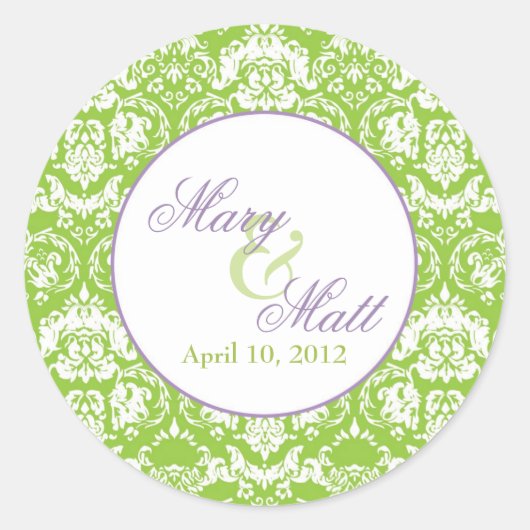 Apple Green Damask Danke, dass Sie Round Stickers (Vorderseite)