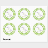 Apple Green Damask Danke, dass Sie Round Stickers (Blatt)